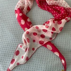 LULU GUINNESS Pink White Dots Semi Sheer Scarf